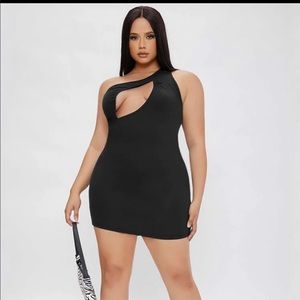 Black One Shoulder dress with Cut out